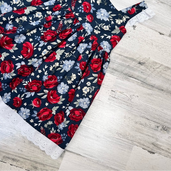 Cheeky Plum Floral Kids Dress - Red and Blue - Picture 3 of 9